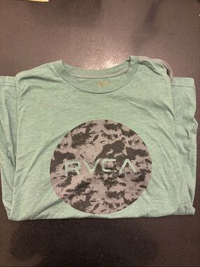RVCA Seafoam Green Logo Tee with Marble Circle